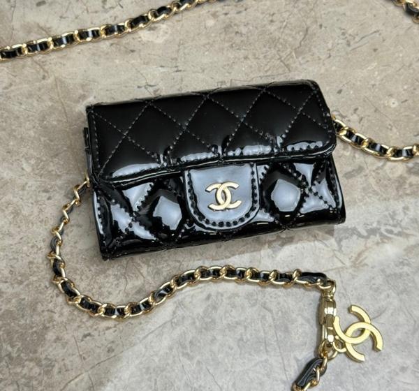 샤* 명함지갑 메탈릭 블랙 앤 골드