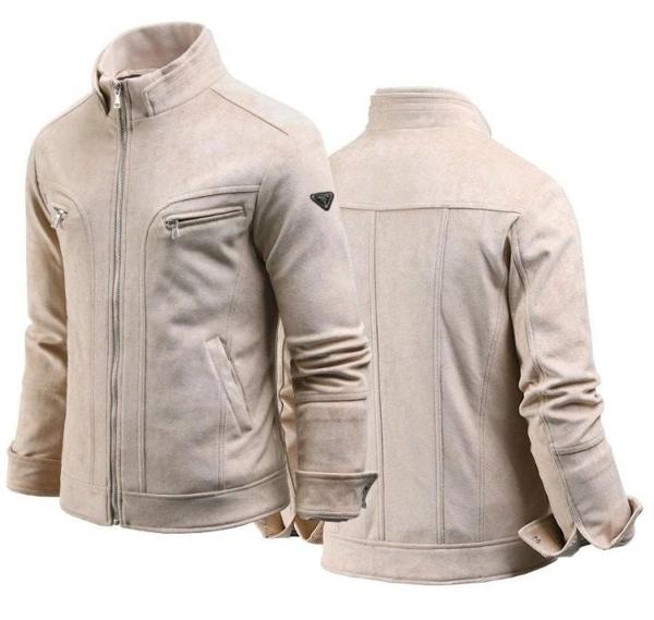 프** 하이넥 스웨이드 자켓