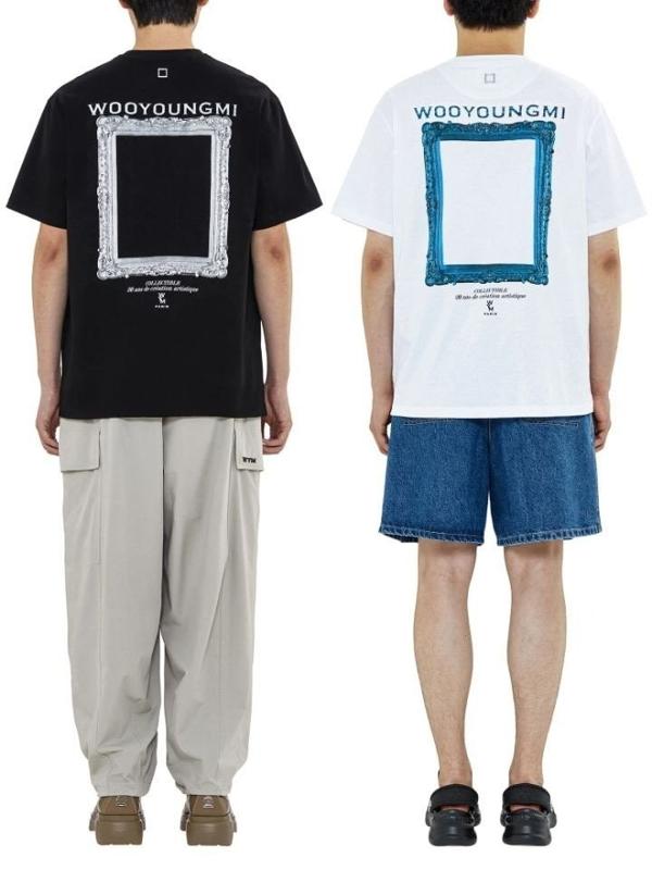 우** 프레임 백로고 로즈골드링 반팔티