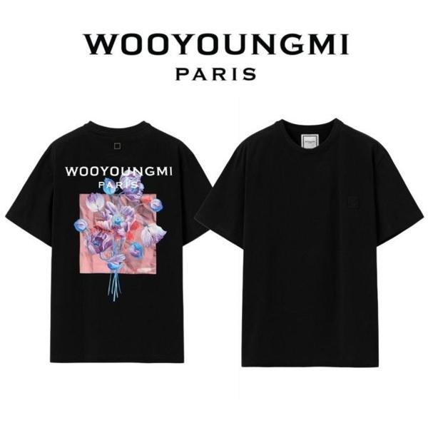 우** 3D 플라워 백로고 반팔티