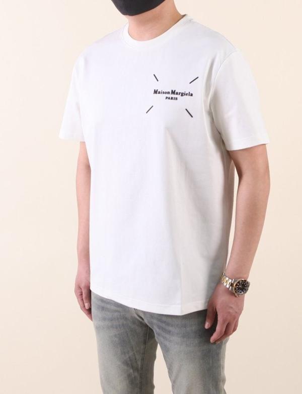 메* 마르지엘라 마르지엘라 테이프 프린팅 라운드 반팔 티셔츠