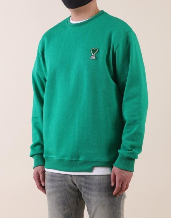 아* 뉴 하트 아플리케로고 레이어드 크루넥 맨투맨 티셔츠