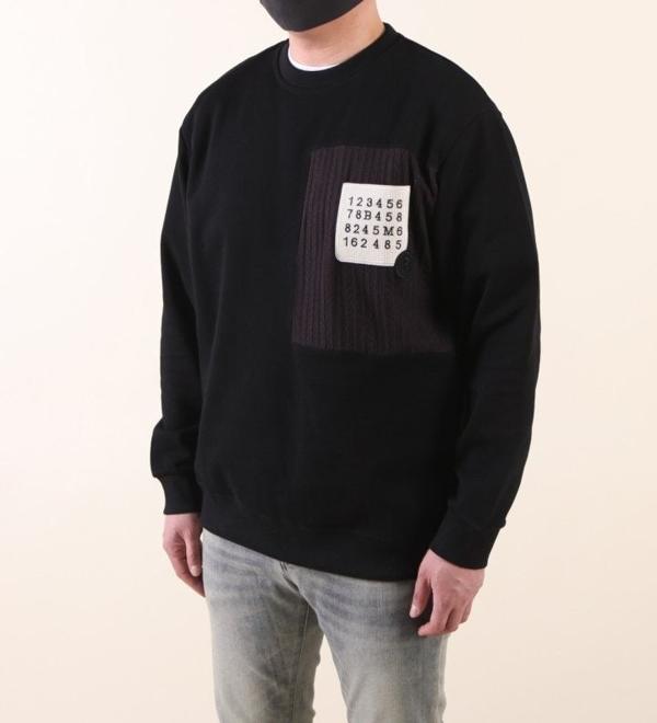 메* 마르지엘라 넘버링 니트 콤비 크루넥 맨투맨 티셔츠
