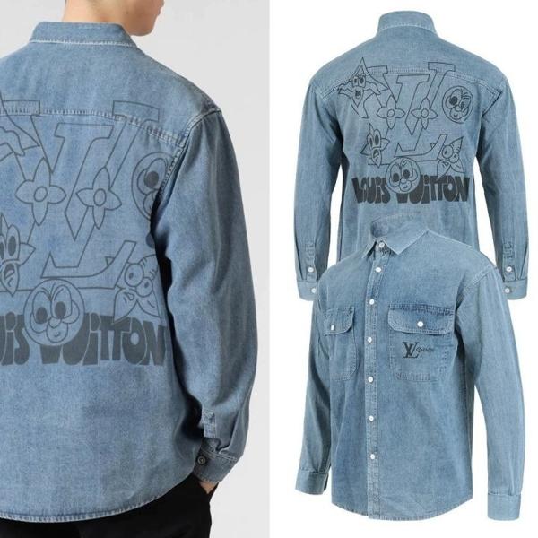 루* 카툰 모노 데님 셔츠