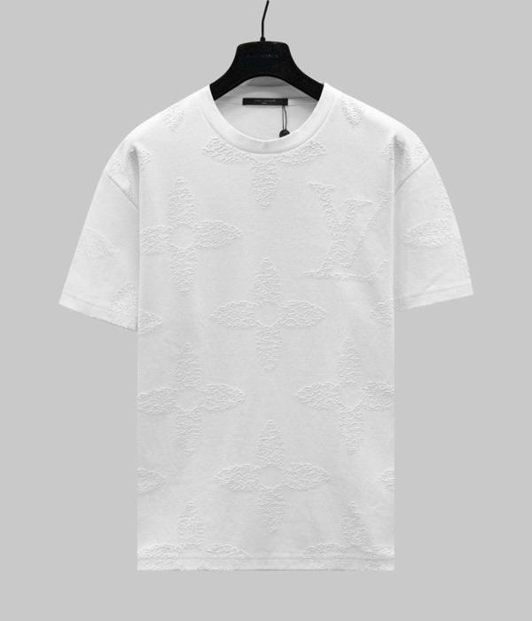 루* 모노그램 쇼트 슬리브드 코튼 크루넥