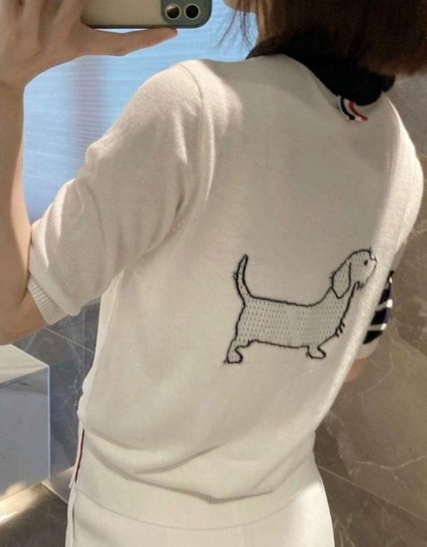 톰* 빽 헥터 짜임 카라 반팔 니트 (9955)