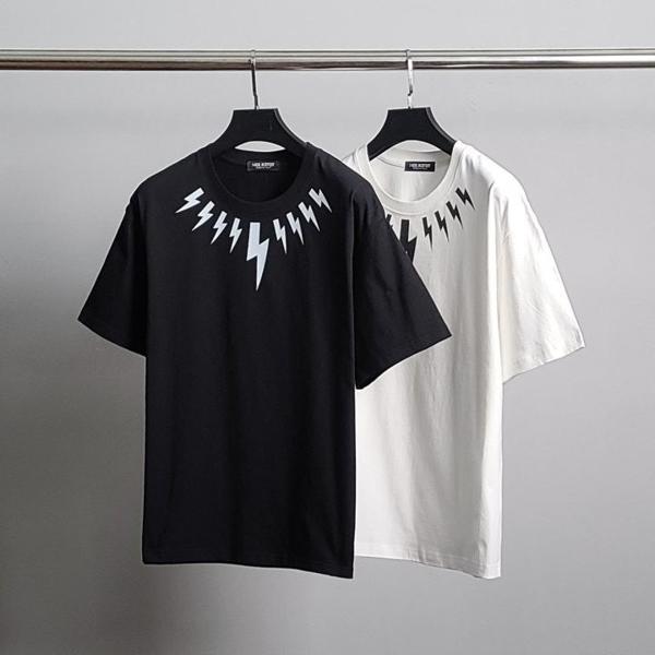 닐** 썬더넥 코튼 반팔티