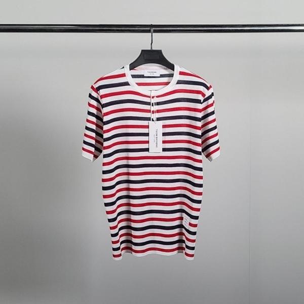 톰* 스트라이프 린넨 라운드 니트