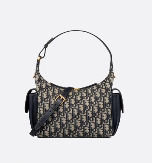 디* DDream 미디엄 백 블루 Di*r Oblique 자카드  스무스 송아지 가죽풀박스