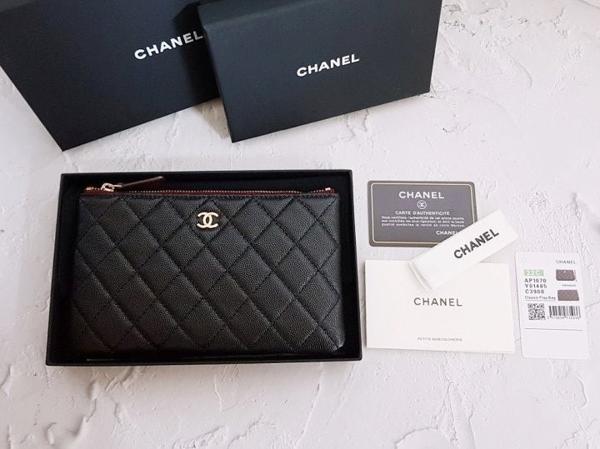 샤* 고급 박스 캐비어 파우치 클러치 금장 스몰