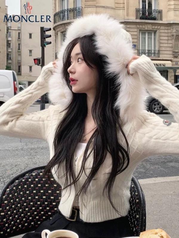 리얼 퍼 꽈배기 투웨이 후드 니트집업