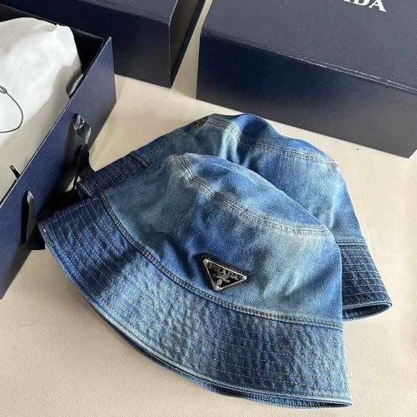 프** 삼각로고 데님 버킷햇