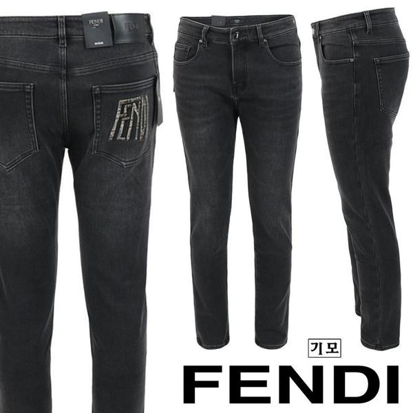 펜* 레터링 자수 로고 블랙슬림 일자진 기모 원단