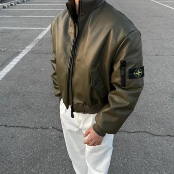 스* 레더 봄버 자켓