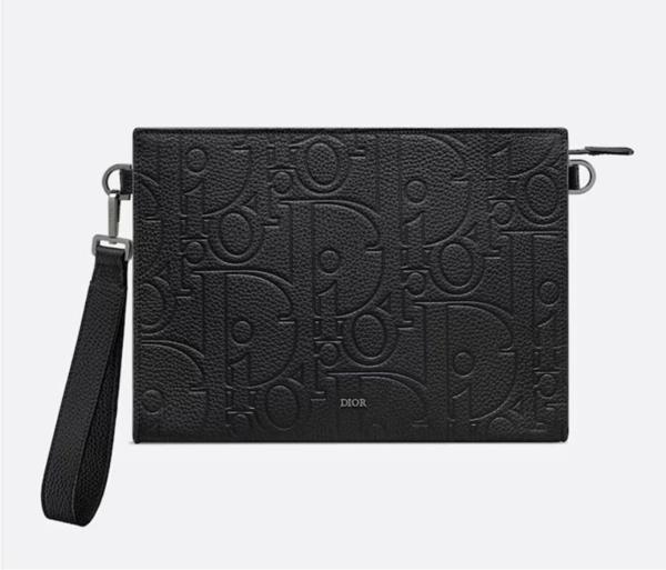 디* A5 트라이앵글 파우치 블랙 Di*r Gravity 가죽  풀박스