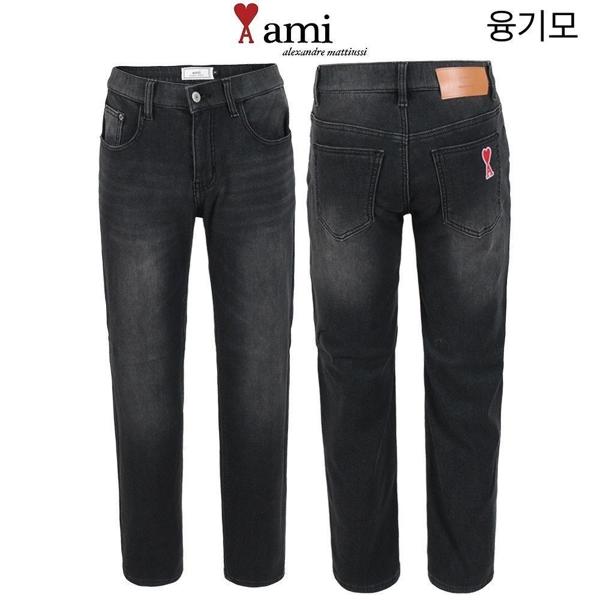 아* 융기모 블랙 히든밴딩 슬림팬츠