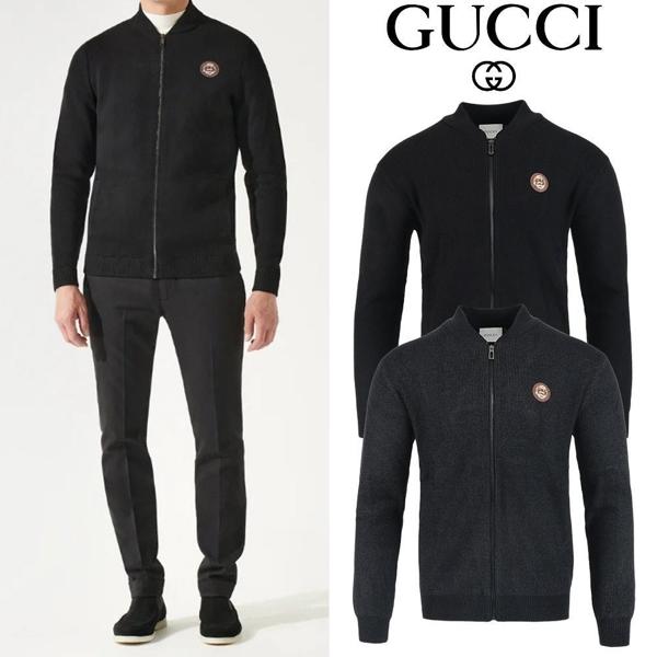 구* 골드스틸 레더 램스울 니트 집업