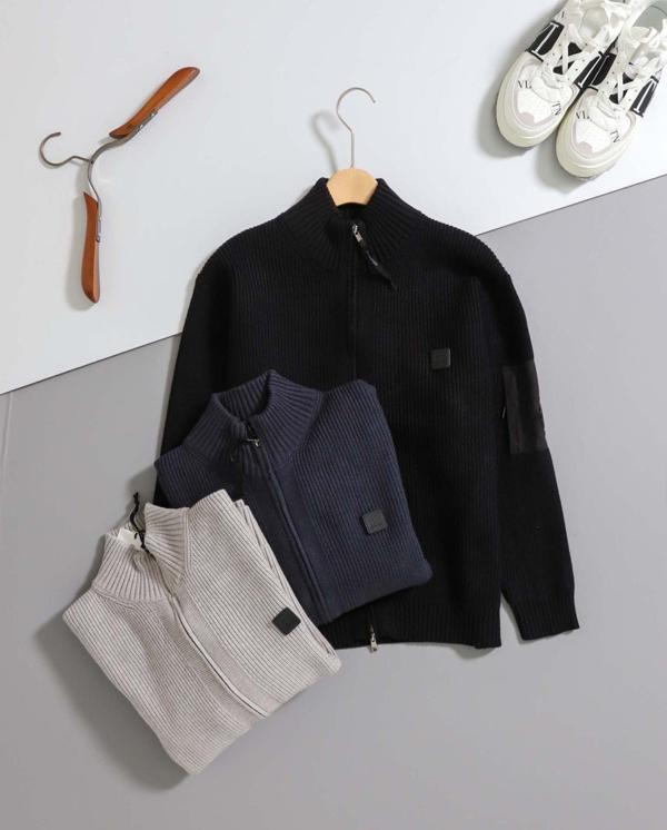 C* 컴퍼니 사각 패치 와플 니트 집업