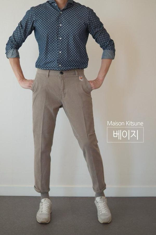 메* 키츠네 면스판 치노팬츠 (기모)