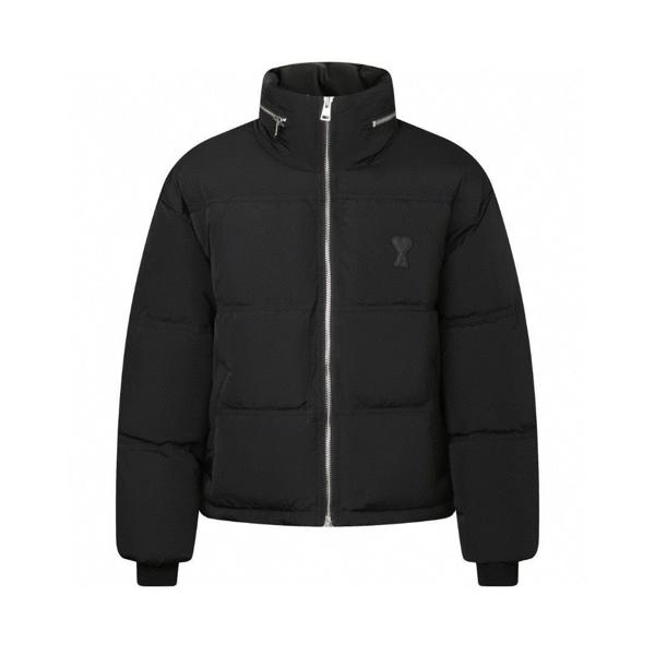 아* M1111 레더 로고 다운 패딩