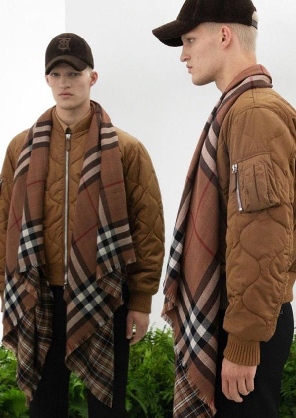 버** 클래식 체크 울캐시 실크 리버서블 머플러수입최고급