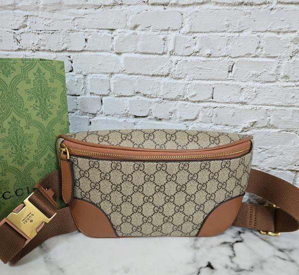 구* 고급 GG 엠블럼 벨트백 브라운