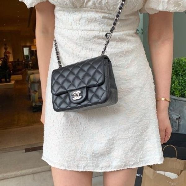 샤* 고급 쁘띠삭 실버볼 크로스백 램스킨