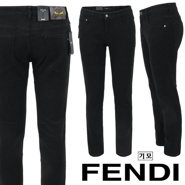 펜* 옐로우 로고 블랙 슬림 일자진 기모 원단