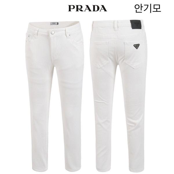 프** 안기모 화이트 슬림 일자 베이직 팬츠