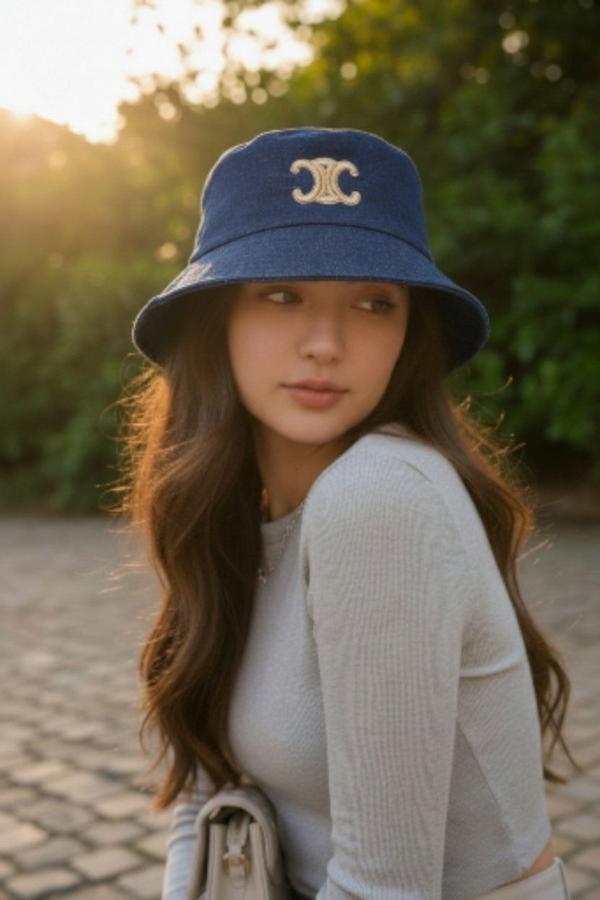 셀** 트리옹프 아플리케 데님 버킷햇 수입