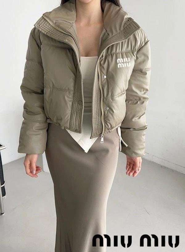 미*** 크롭 레더 하이넥 숏 패딩점퍼