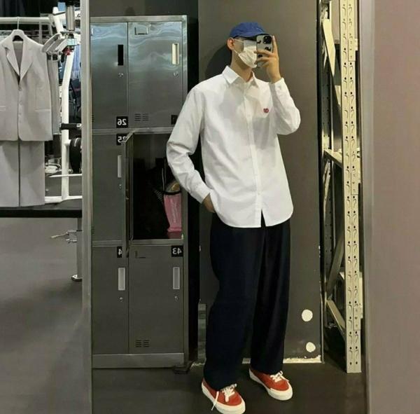 휴* 메이드 하트로고 옥스포드 셔츠