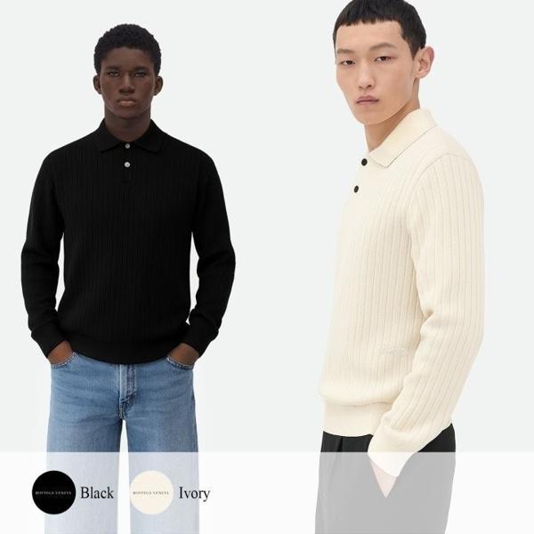 보** 사이드 로고 자수 카라 니트