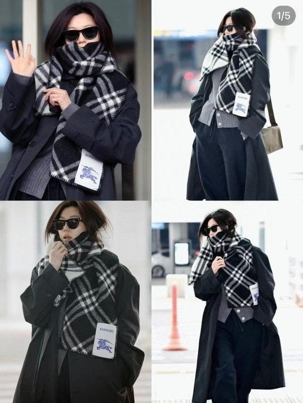 버** 전지현 체크 울스카프 머플러