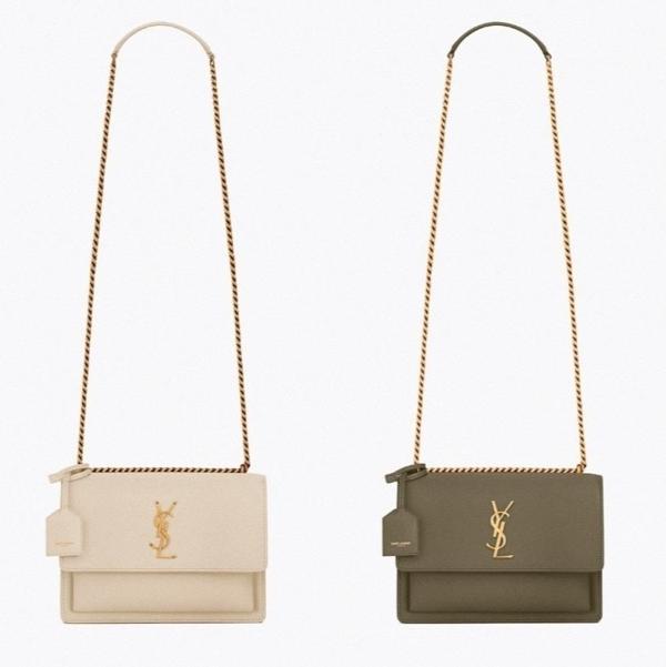 생** 부드러운 가죽 소재의 sunset 미디엄백 Khaki 풀박스