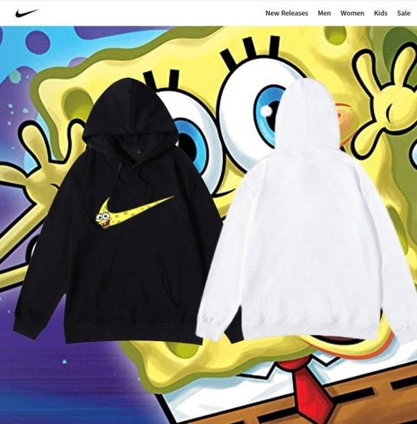 나** 스폰지밥 옐로우로고후드티