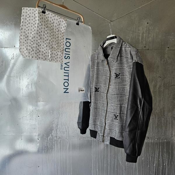 루* 믹스드 레더 앤드 울 블루종