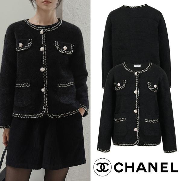 샤* 골스 버튼 캐시미어 트위드 자켓