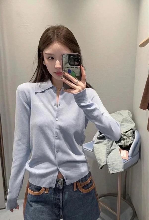 미*** 인따르시아 카라 니트 가디건  수입