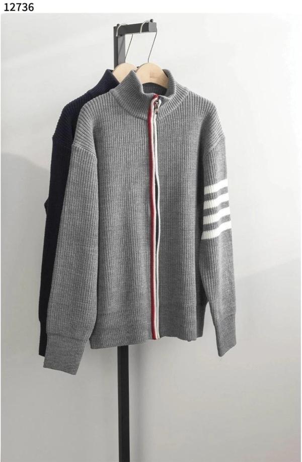 톰* 사선완장 베이직 니트 집업