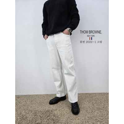 톰* 세미 일자 화이트 진 청바지