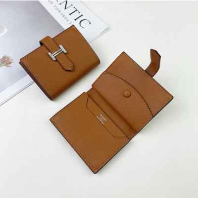 에*** 카드지갑 미니 베안 브라운 은장