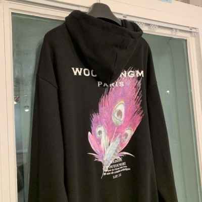 우** 깃털 백로고 후드 티셔츠