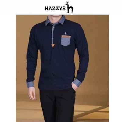 헤** 삼각 카라 긴팔 티셔츠