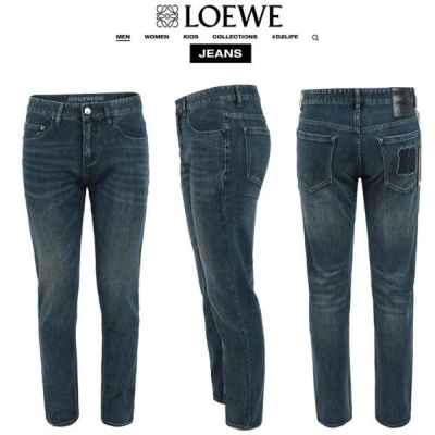 로** 아나그램 블루 자수 슬림 일자진