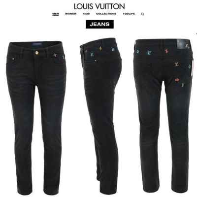 루* 컬러 자수 블랙슬림 일자진