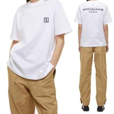 우** 백로고 가슴사각자수 기본 반팔티