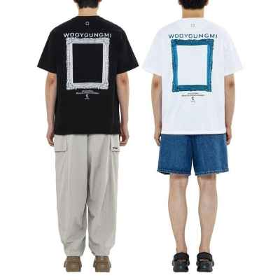 우** 프레임 백로고 로즈골드링 반팔티