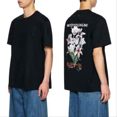 우** 컬러체인지 플라워 프린팅 반팔티셔츠