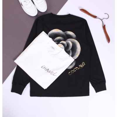 샤* 페인팅 까멜리아 빈티지 코튼 롱 슬리브 티셔츠